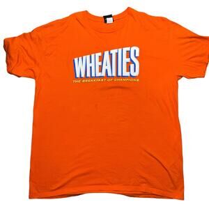 Vintage Adidas WHEATIES the breakfast of champions orange men's t shirt size lg
